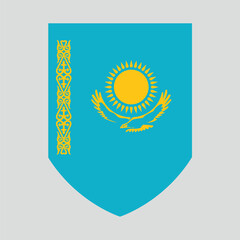 Kazakhstan Flag in Shield Shape Frame
