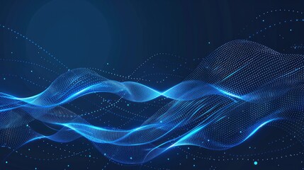 wave technology digital network abstract background, blue light digital effect concept