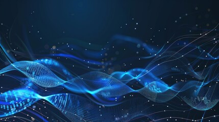 wave technology digital network abstract background, blue light digital effect concept