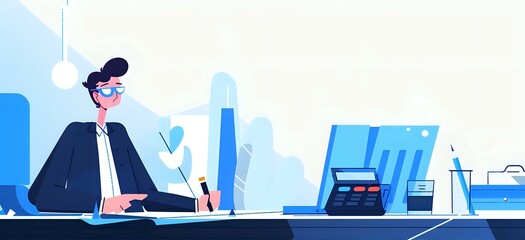 Finance industry professional analyzing data and preparing reports