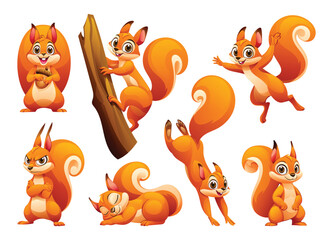 Set of squirrel in different poses. Vector cartoon illustration © YG Studio
