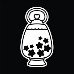 stars and stardust in the glass in doodle style.