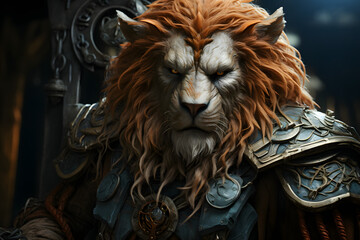 Lion wearing Viking armor