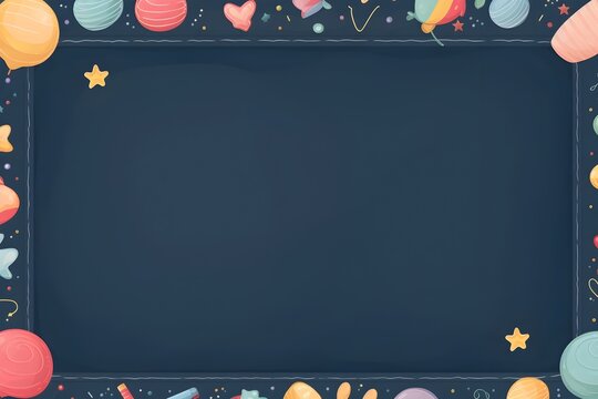 Chalkboard Flat Design Top View Back to School Themed Animation with Colored Pastel Shapes and Geometric Patterns