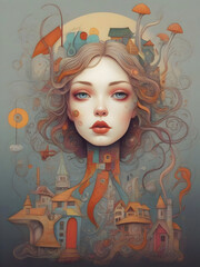 Girl Portrait Surreal illustration Art