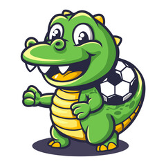 Fototapeta premium Football Team Logo Featuring a Playful Crocodile Mascot, Adorable Emblem for Soccer Club