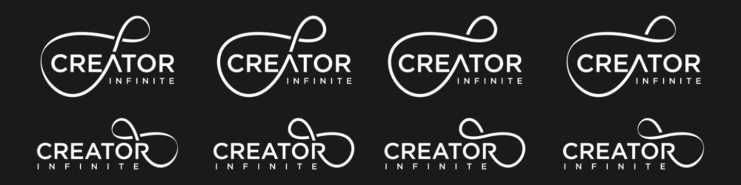 creator Infinity logo design, wordmark creator with Infinity icon combination, vector illustration