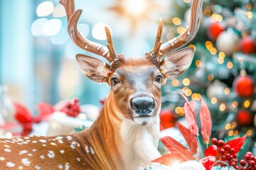 deer in the forest in christmas