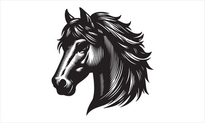 Horse Head Illustration illustration White Background-  Horse Head Illustration Files for Cutting, Handmade calligraphy vector illustration, Hand written vector sign, EPS 10
