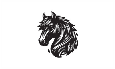 Horse Head Illustration illustration White Background-  Horse Head Illustration Files for Cutting, Handmade calligraphy vector illustration, Hand written vector sign, EPS 10
