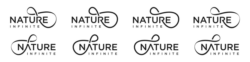 nature Infinity logo design, wordmark nature with Infinity icon combination, vector illustration