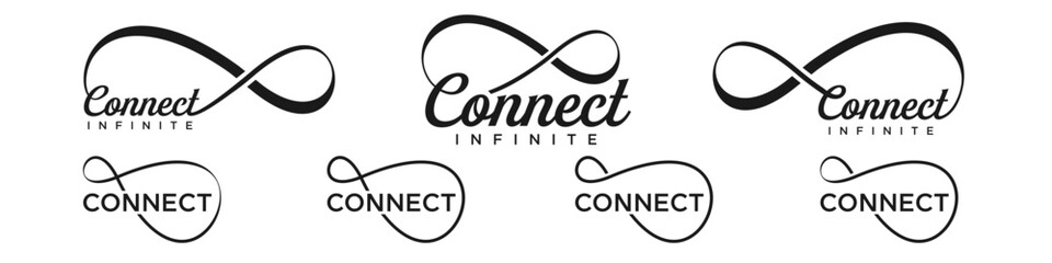 connect Infinity logo design, wordmark connect with Infinity icon combination, vector illustration