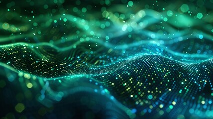 Cybersecurity concepts visualized with electric blue and radiant green codes