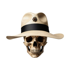 skull head wearing a hat