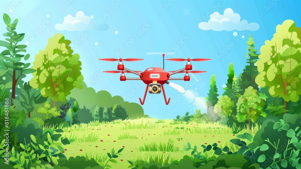 Aufkleber Drone application in vegetable gardens utilizes automation for optimized cultivation and enhanced crop monitoring efficiency