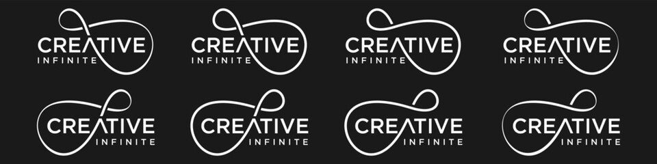 creative Infinity logo design, wordmark creative with Infinity icon combination, vector illustration