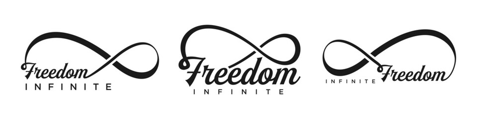 freedom Infinity logo design, wordmark freedom with Infinity icon combination, vector illustration