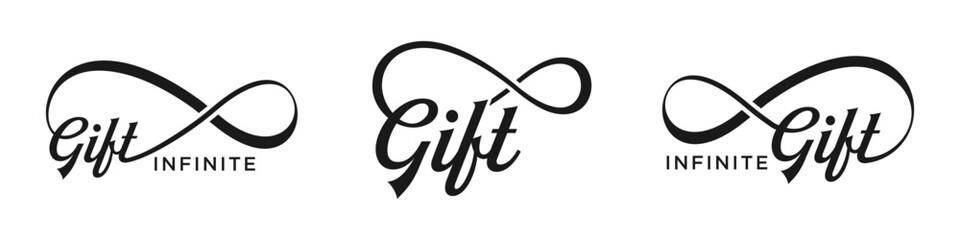 gift Infinity logo design, wordmark gift with Infinity icon combination, vector illustration