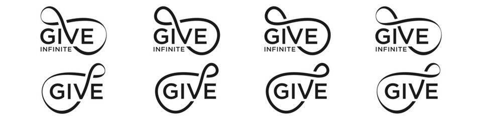 give Infinity logo design, wordmark give with Infinity icon combination, vector illustration
