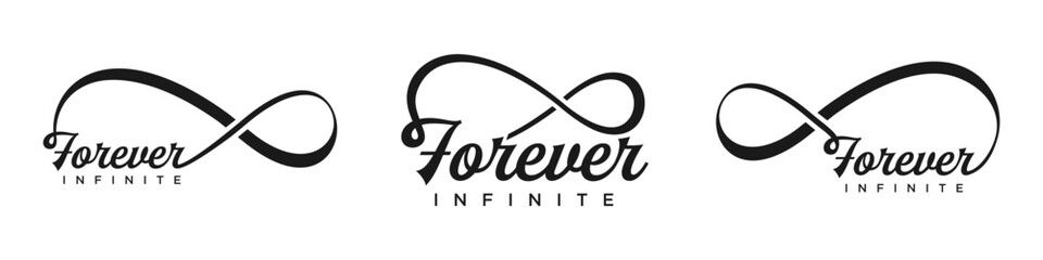 Obraz premium forever Infinity logo design, wordmark forever with Infinity icon combination, vector illustration