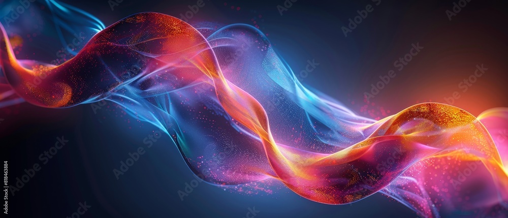 Aufkleber abstract digital art featuring colorful fluid waves on a dark background, creating a sense of motion
