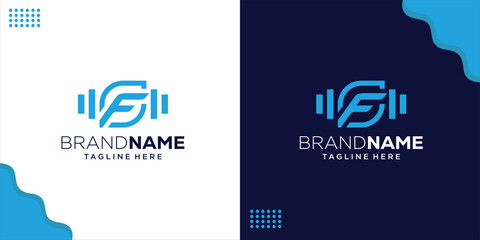 Creative Fitness Logo Letter FS With Barbell, Design Inspiration, Illustration, Vector