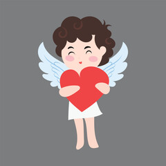 Cute angel character cartoon isolated on white background. blank banner, angel, cupid. Cupid Characters with Harp, Halo, Bow. Cartoon People Vector Illustration
