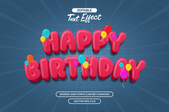 Happy birthday editable text effect