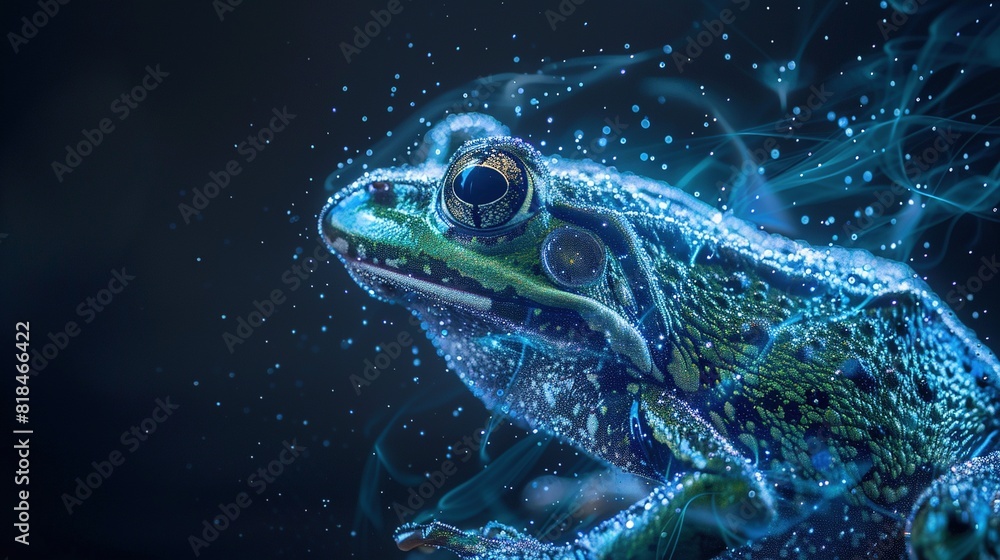 Wall mural big data visualization. a digital frog in flow information. information aesthetic design. generative