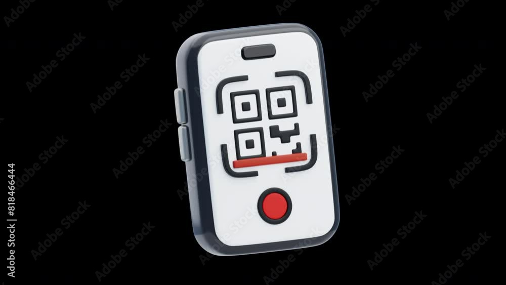 Poster 3d animation of scan instant transaction qr payments | alpha channel
