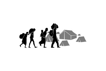 Refugee silhouette vectors and illustrations for world refugee day.