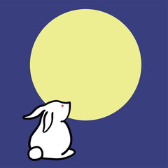 お月見するウサギ