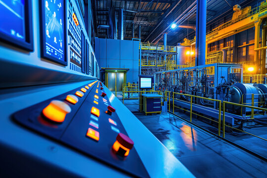 Inside control operator room industrial pipeline power plants AI Generation