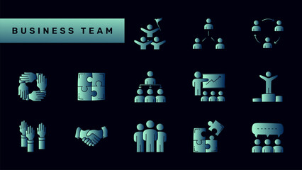 Set of business team gradient icon design