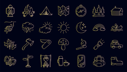 Set of camping gradient icon design