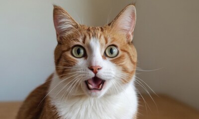 Obraz premium A cat with a surprised expression on its face