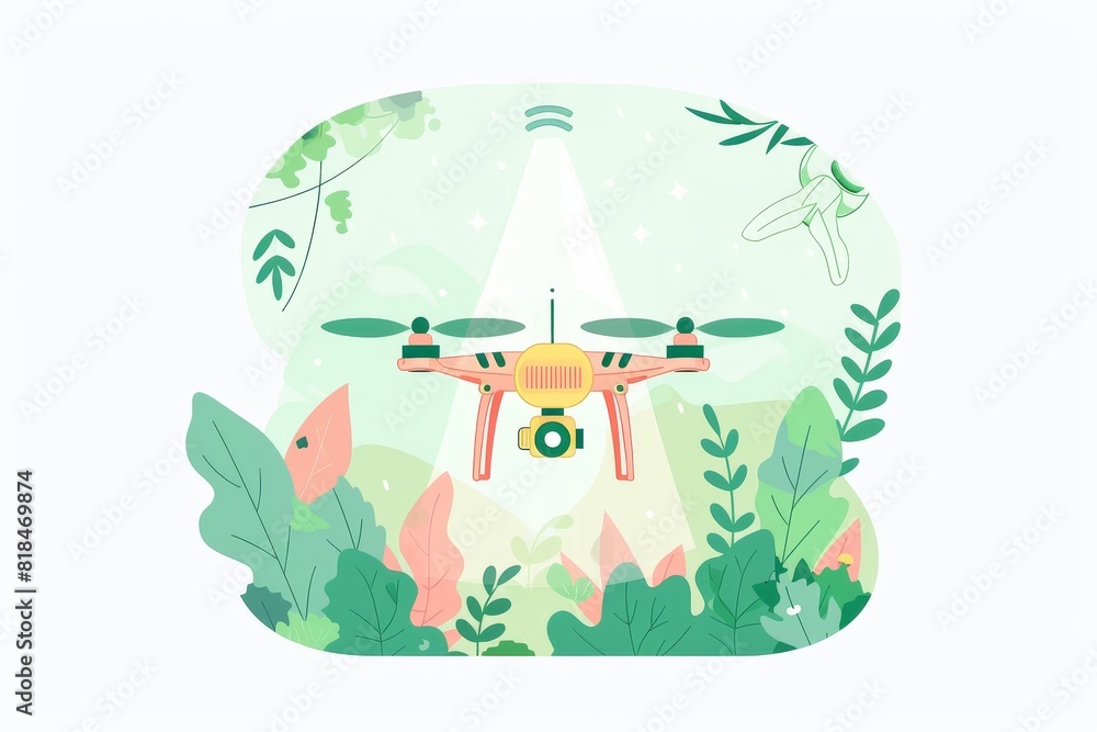 Poster modern agricultural drones optimize water conservation in dry farming using smart tech for lush crop