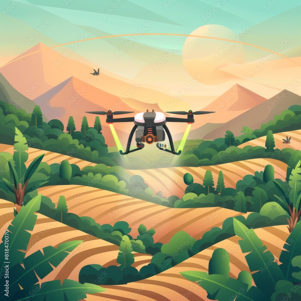 Poster agricultural drones using smart tech enhance farming efficiency with precision pesticide spraying in