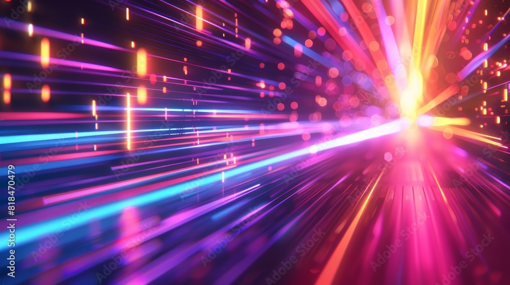 Aufkleber vivid abstract background with colorful light streaks and particles creating a dynamic and energetic