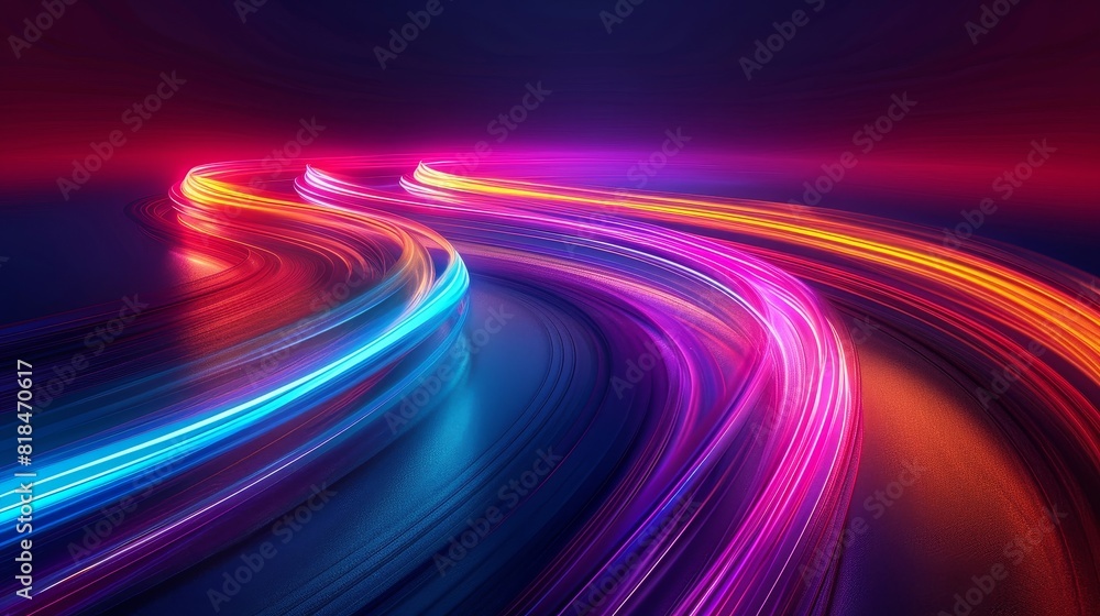 Aufkleber vivid motion trails of colorful light on a dark background, creating a dynamic and abstract visual e