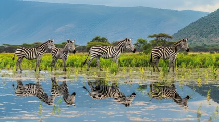 Zebras in the Lake Manyara National Park, Tanzania