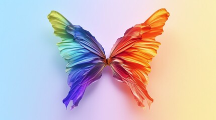 Fototapeta premium rainbow Fairy wings, blank space, minimalism, negative space, background wallpaper template, pride month LGBTQIA theme