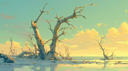 contemporary dead tree 2D illustration