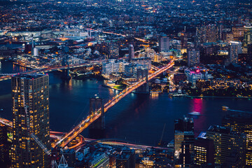 New York city skyline with urban skyscrapers