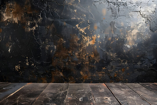 Brick wall with peeling plaster, dark background for design