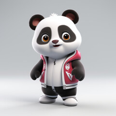 Animal Crossing of anthropomorphic panda as scientist, full body, standing on 2 legs, 3D character cartoon, slight aliasing, UHD, 4K