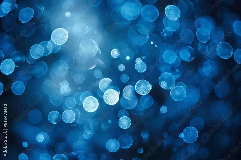 Poster abstract bokeh lights in cool blue shades - digital abstract image presenting a bokeh effect with nu