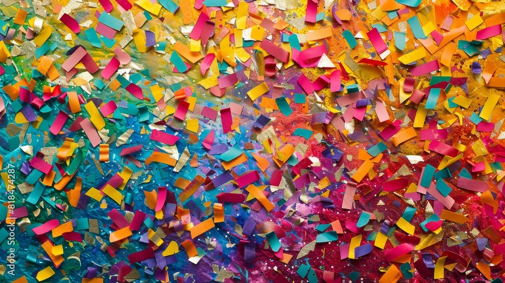 Poster colorful confetti explosion texture - vibrant confetti colors explode, creating a festive and joyful