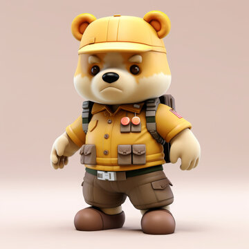 Animal Crossing of anthropomorphic bear as doctor, full body, standing on 2 legs, 3D character cartoon, slight aliasing, UHD, 4K