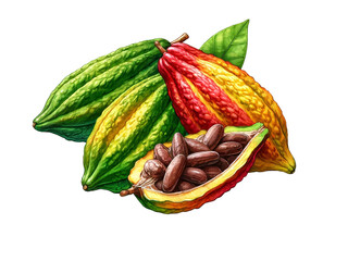 リアルなカカオの実のイラスト